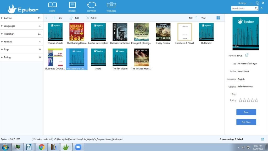 epub file reader windows 10